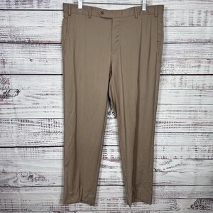 Zanella Pants Mens 36x28 Wool Beige Devon Dress Slacks Made In Italy Pockets